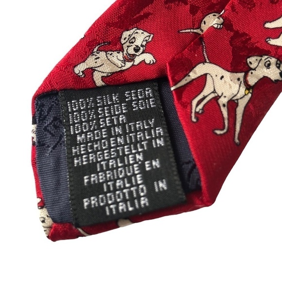 Disney Store Dalmatian Silk Tie 60” Unisex Red White Black - Picture 4 of 4